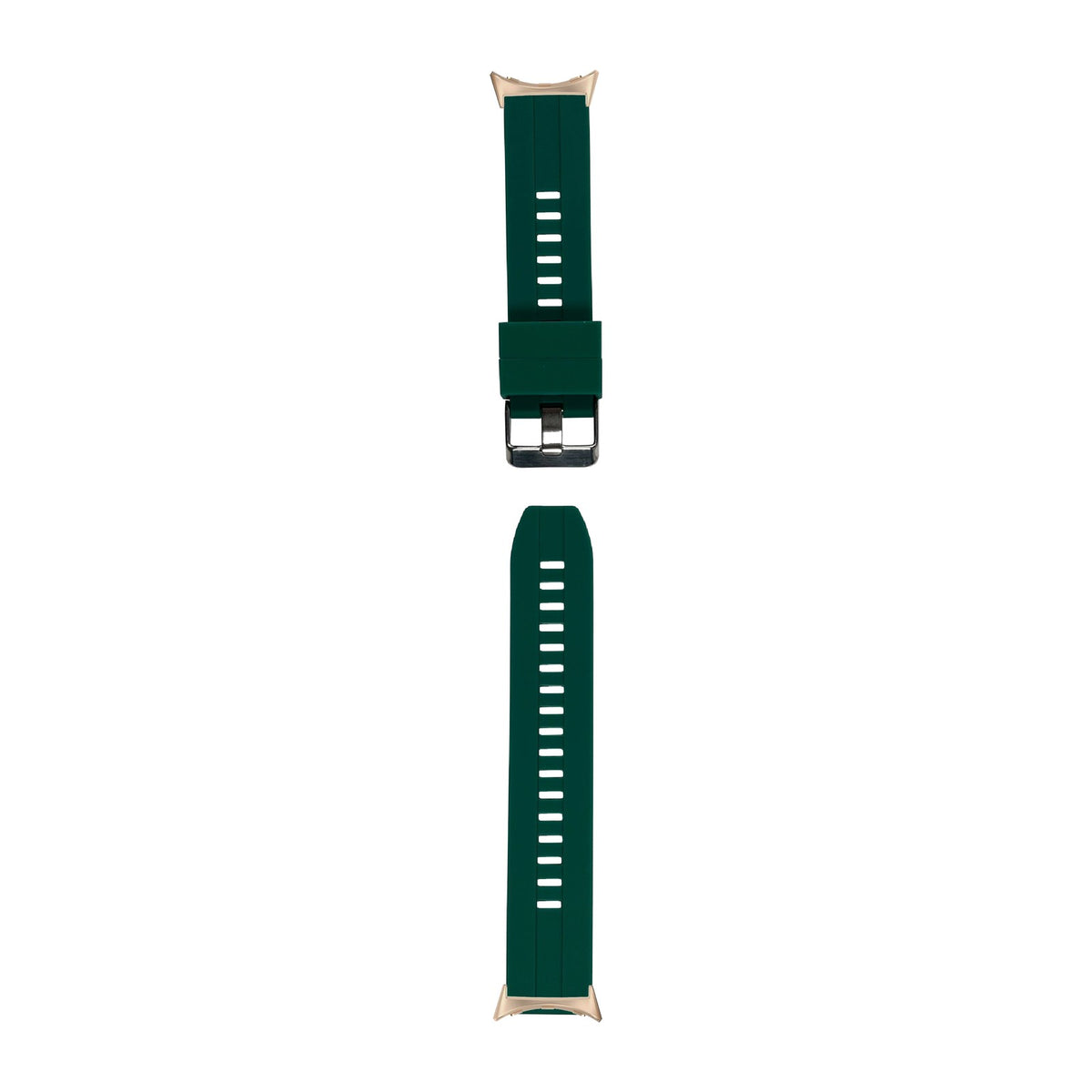 Flexi Silicone 2 Forest Green Rose Gold with Google Pixel Spring Bar Adapters - Wear Any 20mm Strap! for Pixel Watch 3-5 45mm