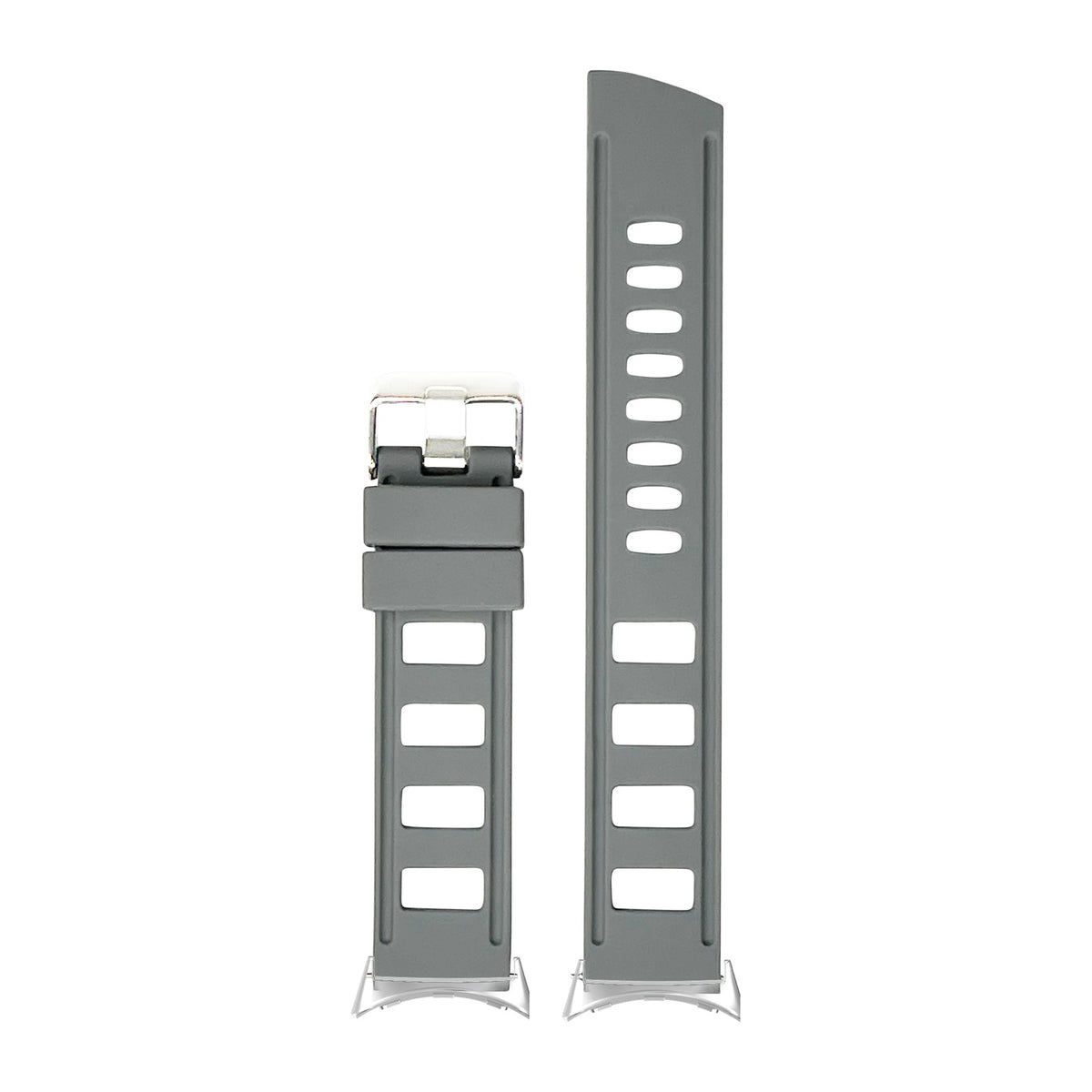 Iso Silicone Grey Silver with Google Pixel Spring Bar Adapters - Wear Any 20mm Strap! for Pixel Watch 1-5 41mm