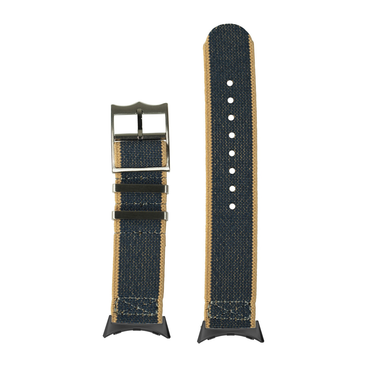 ElastoFlex - Denim Wheat Black with Google Pixel Spring Bar Adapters - Wear Any 20mm Strap! for Pixel Watch 3-5 45mm