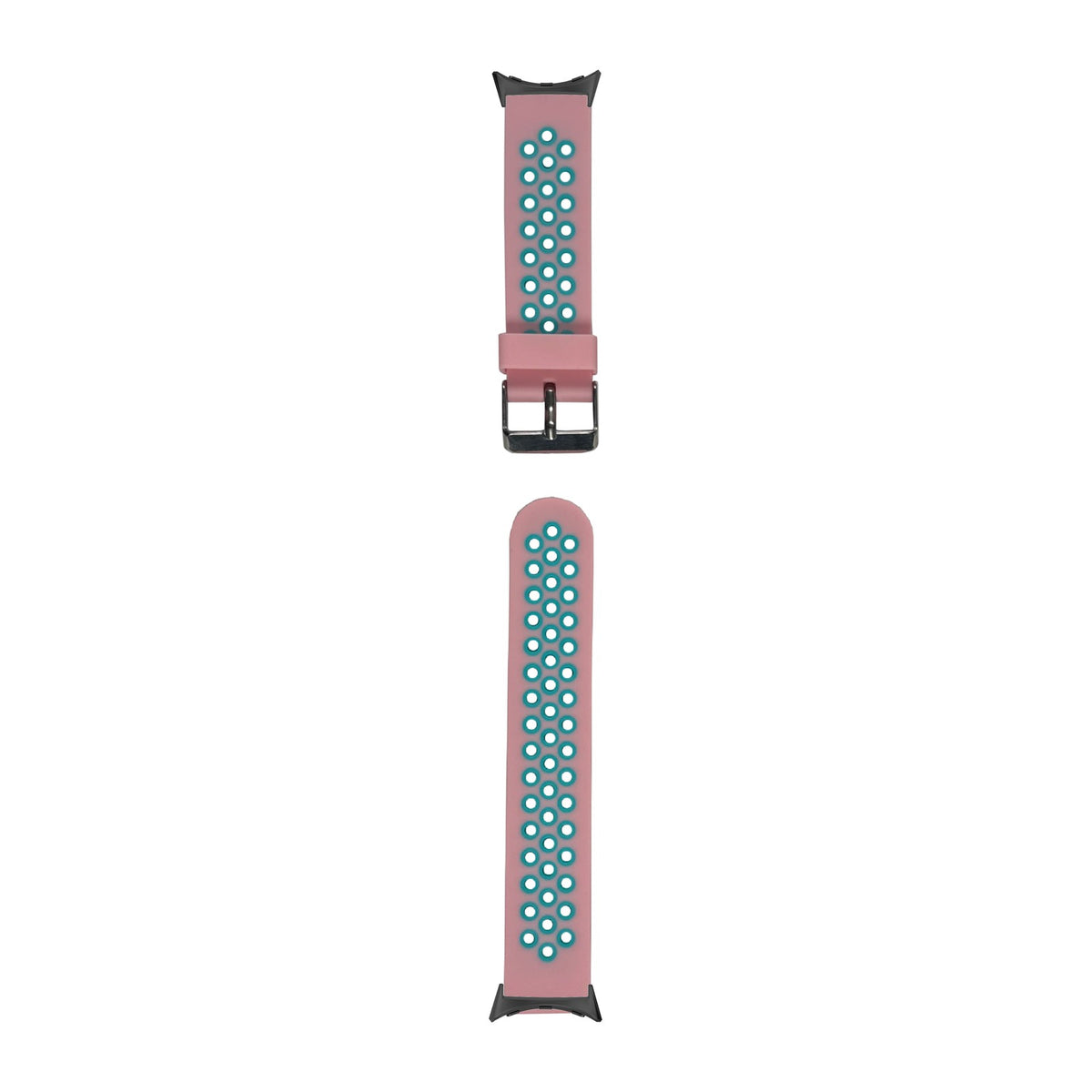 Flexi Sports Silicone Pink/Teal Black with Google Pixel Spring Bar Adapters - Wear Any 20mm Strap! for Pixel Watch 3-5 45mm
