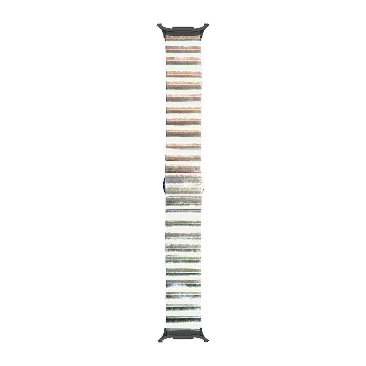 Steel Bracelet (Silver) - Deployment Clasp 3 Black with Strap Adapter for Galaxy Watch 8-9/Ultra