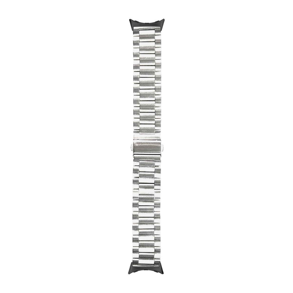 Steel Bracelet Black with Deployant Clasp - Silver with Google Pixel Spring Bar Adapters - Wear Any 20mm Strap! for Pixel Watch 1-5 41mm