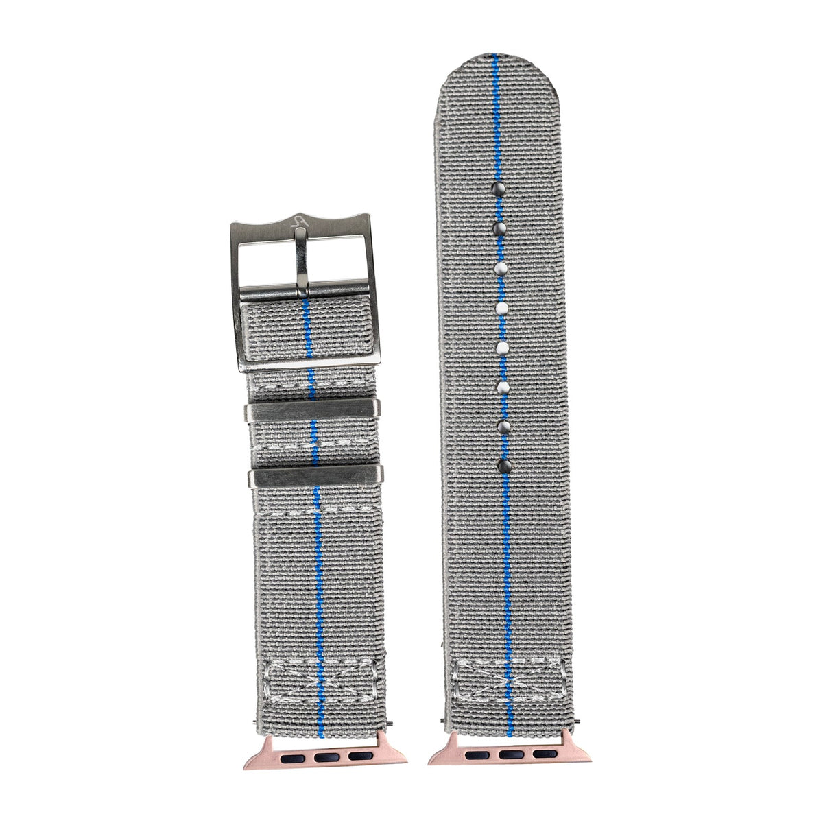 ElastoFlex - Grey/Blue Rose Gold with Connecters - Spring Bar Type for Apple Watch
