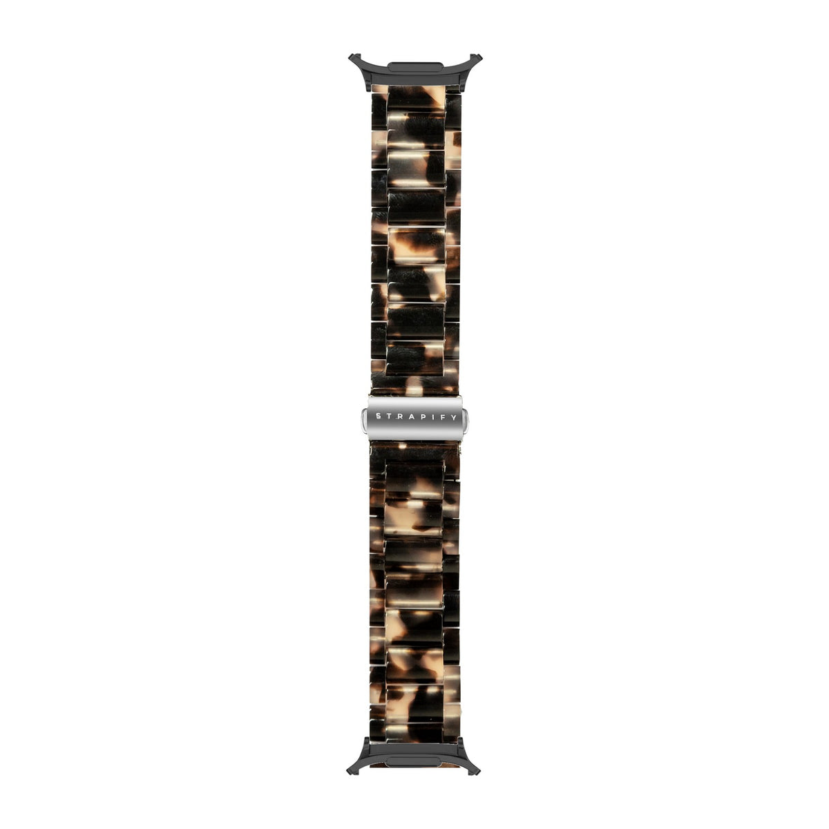 Crystalised Acetate - Tortoiseshell Dark Brown Black with Strap Adapter for Galaxy Watch 8-9/Ultra