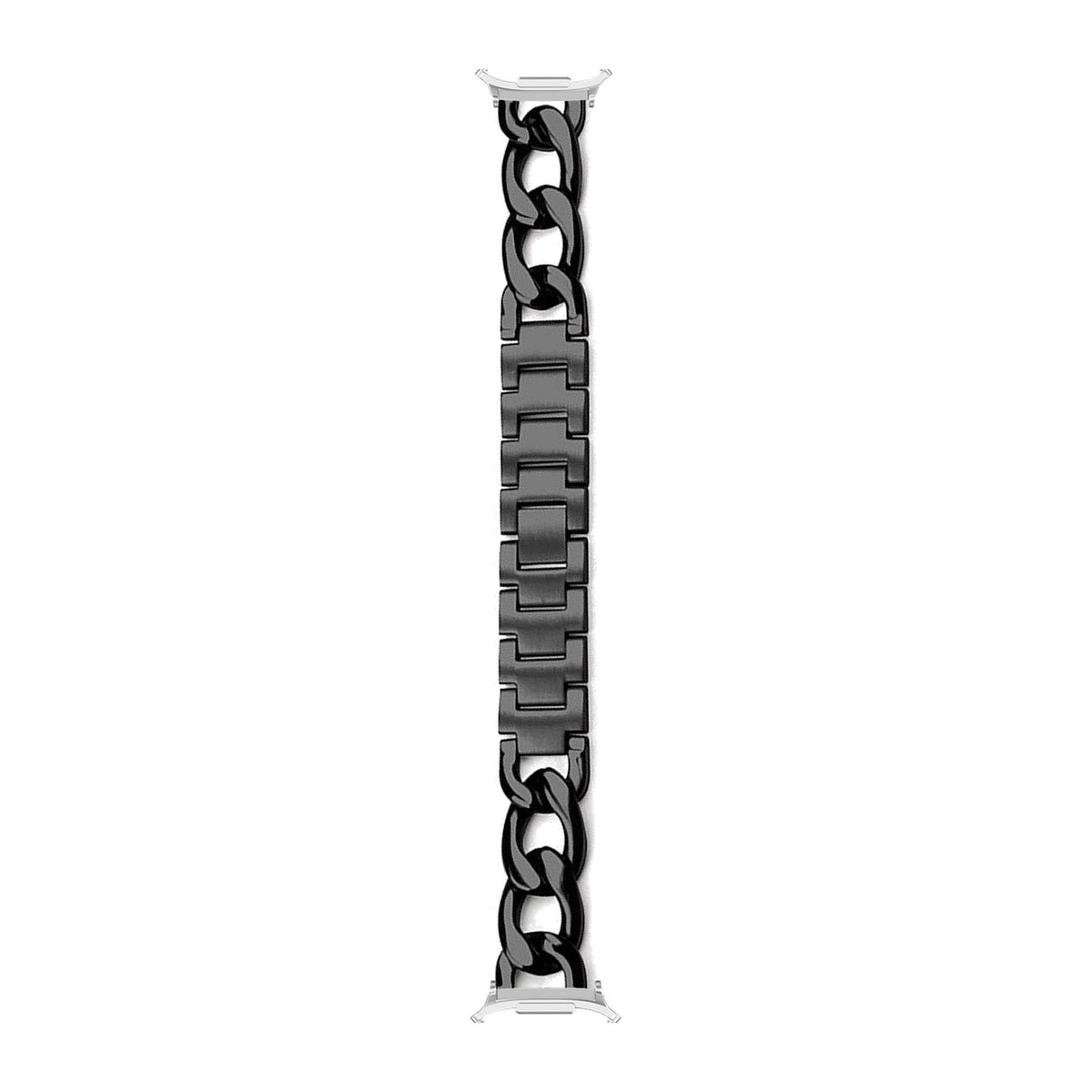 Chain Link Bracelet - Black Silver with Strap Adapter for Galaxy Watch 8-9/Ultra