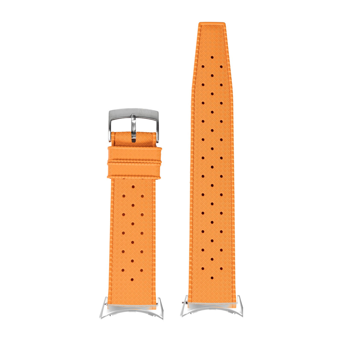 King Tropic FKM Rubber - Orange Silver with Google Pixel Spring Bar Adapters - Wear Any 20mm Strap! for Pixel Watch 1-5 41mm