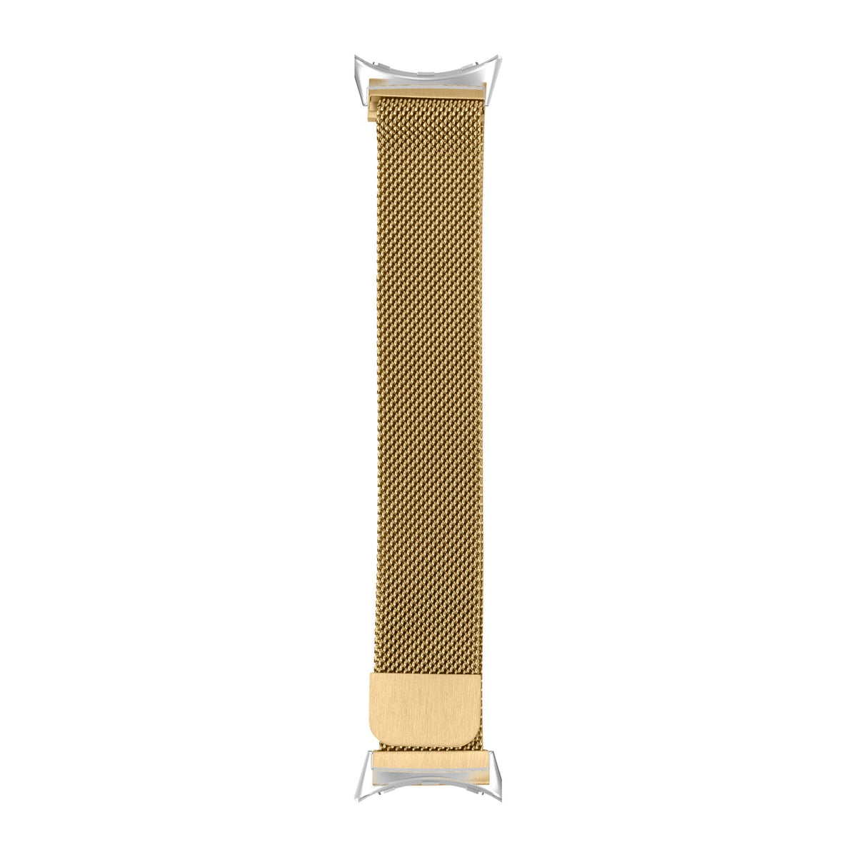 Milanese - Gold Silver with Google Pixel Spring Bar Adapters - Wear Any 20mm Strap! for Pixel Watch 3-5 45mm