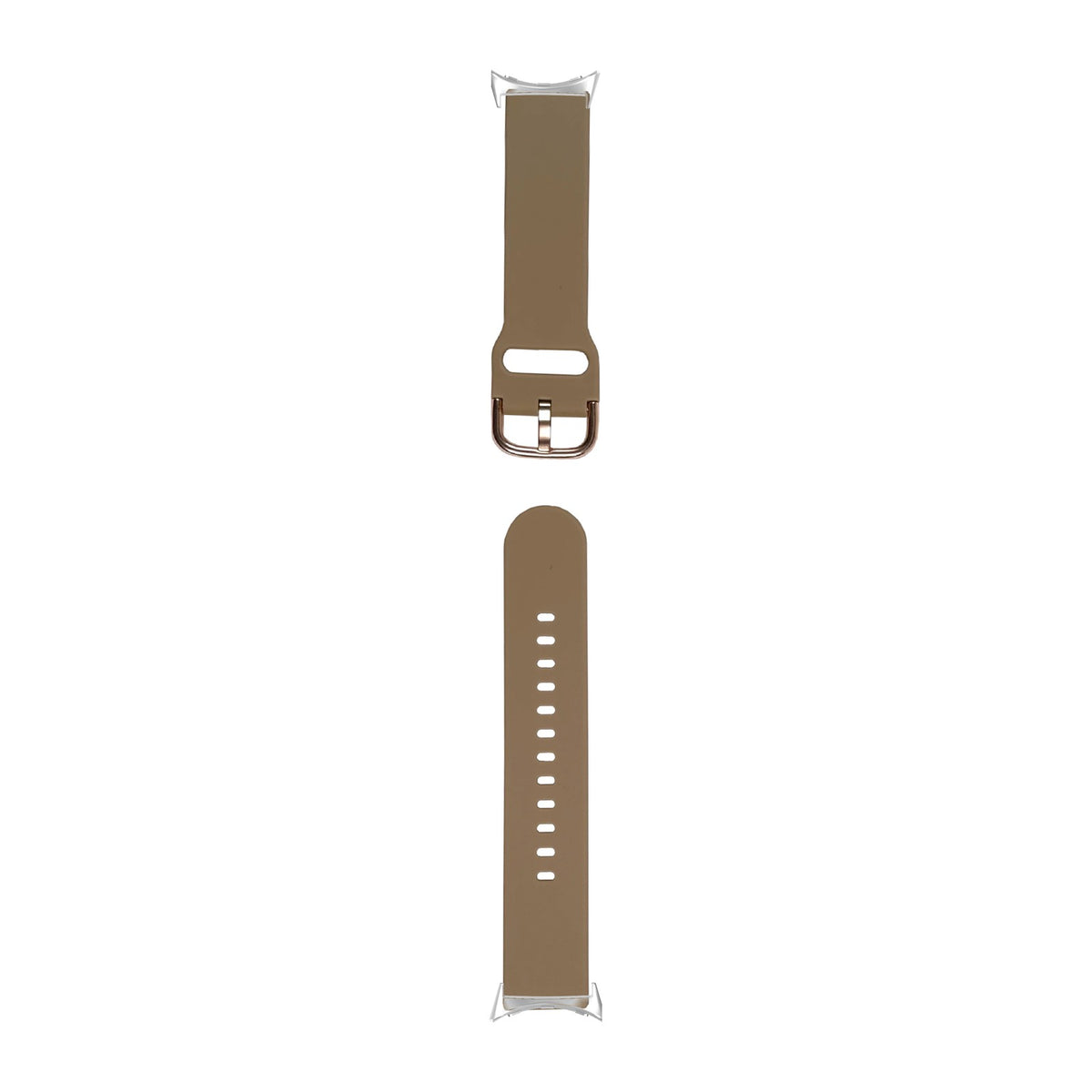 Flexi Silicone 6 Khaki Silver with Google Pixel Spring Bar Adapters - Wear Any 20mm Strap! for Pixel Watch 1-5 41mm