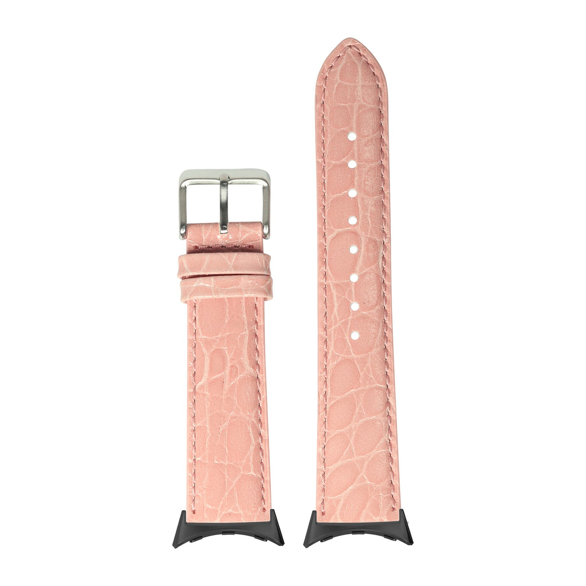 Alligator Leather - Pink with Google Pixel Spring Bar Adapters - Wear Any 20mm Strap! for Pixel Watch 1-5 41mm