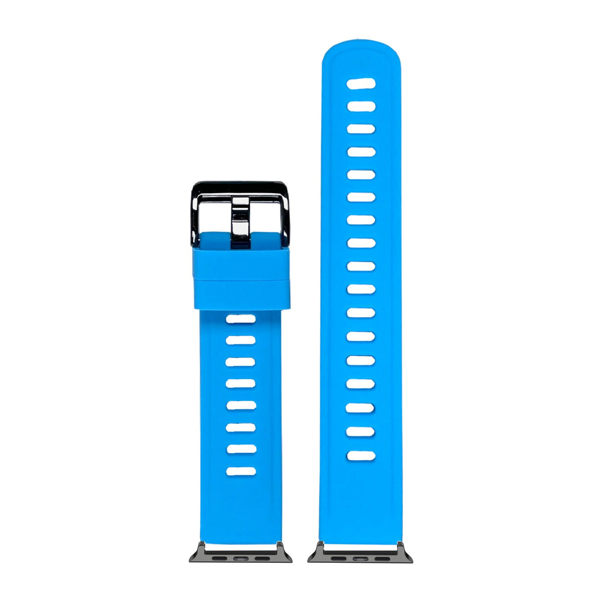Flexi Silicone 3 Sky Blue Black with Black Hardware with Connecters - Spring Bar Type for Apple Watch