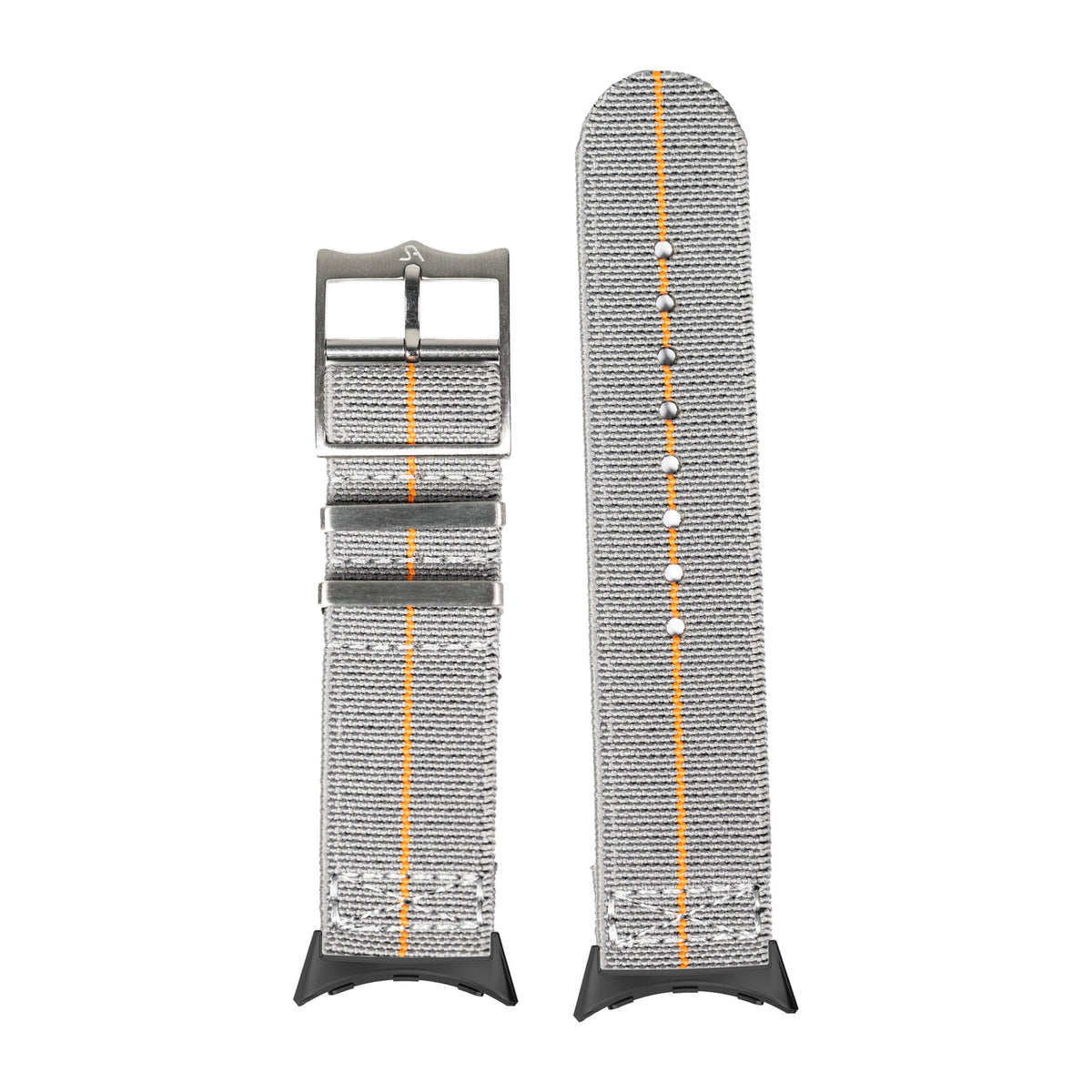ElastoFlex - Grey/Orange with Google Pixel Spring Bar Adapters - Wear Any 20mm Strap! for Pixel Watch 1-5 41mm