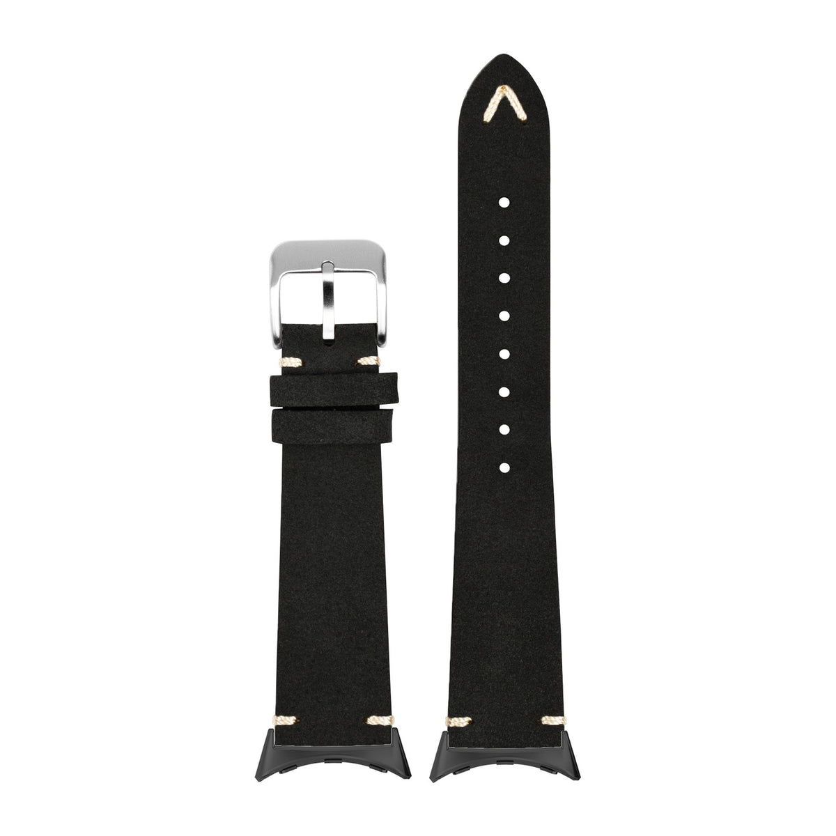 Suede Leather Black with Google Pixel Spring Bar Adapters - Wear Any 20mm Strap! for Pixel Watch 1-5 41mm