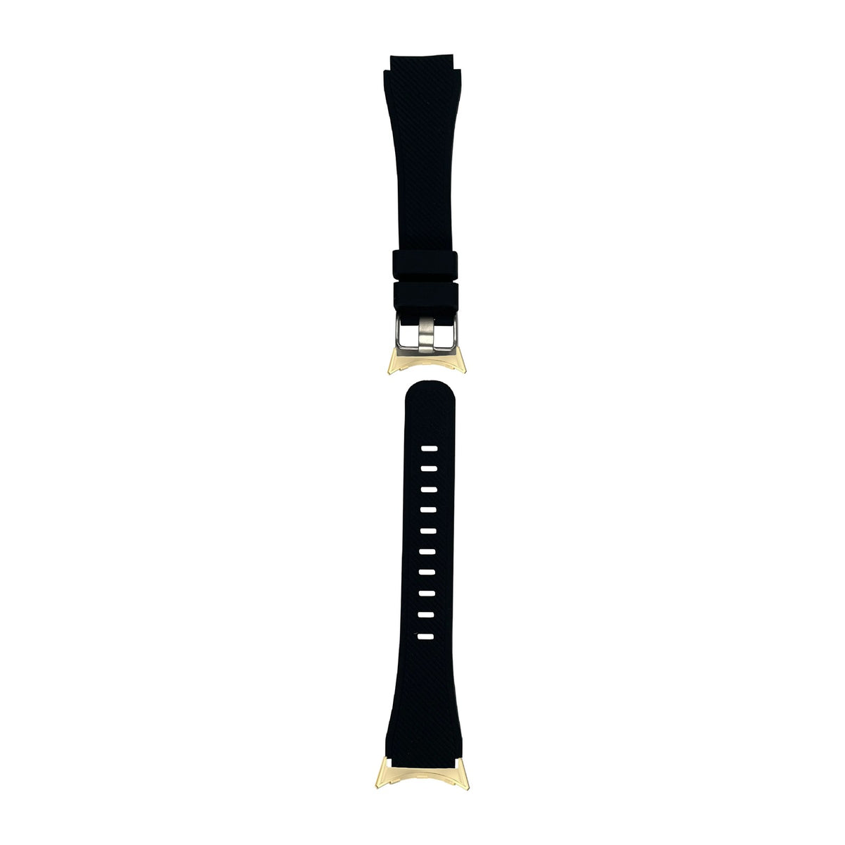 Flexi Silicone Black Gold with Google Pixel Spring Bar Adapters - Wear Any 20mm Strap! for Pixel Watch 3-5 45mm