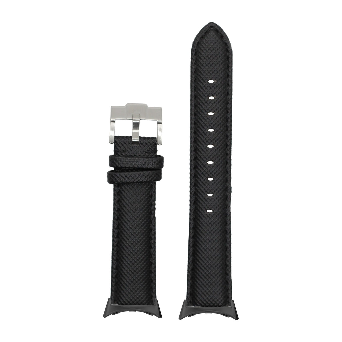 Sailcloth - Black with Google Pixel Spring Bar Adapters - Wear Any 20mm Strap! for Pixel Watch 1-5 41mm