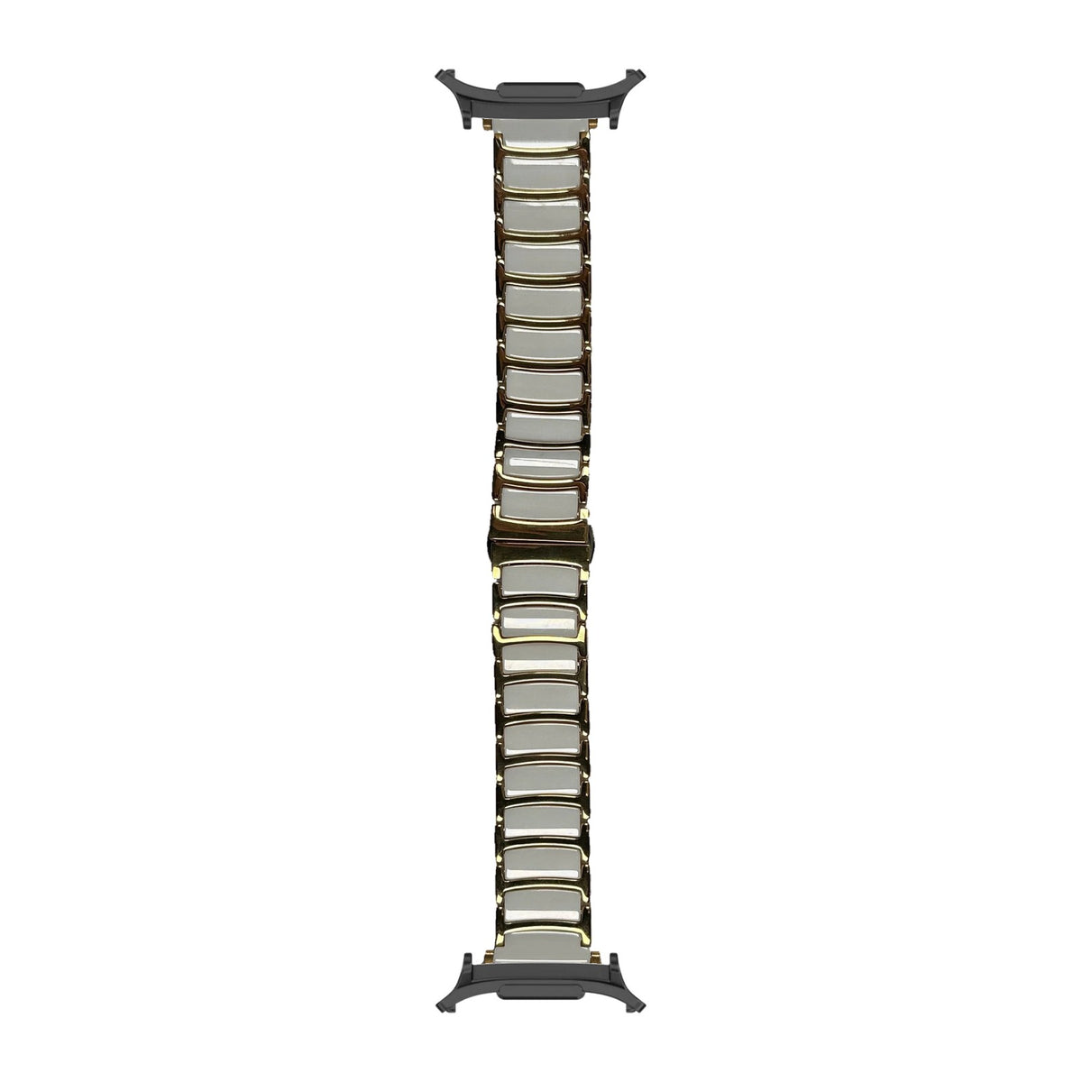 Ceramic Steel Bracelet - Gold / White Series 1-9: 38-41mm & Series 10-12: 42mm Black with Strap Adapter for Galaxy Watch 8-9/Ultra