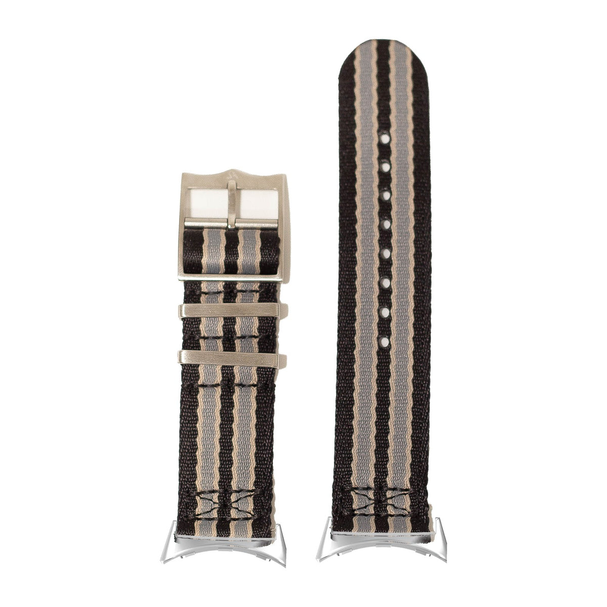 Ultra Militex - Black / Beige / Grey Silver with Google Pixel Spring Bar Adapters - Wear Any 20mm Strap! for Pixel Watch 1-5 41mm
