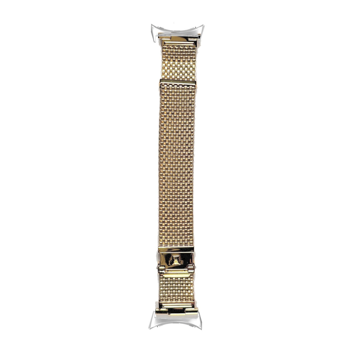 Gold Plated Wide Version Komfit "JB" Mesh Watch Bracelet Silver with Straight Ends with Google Pixel Spring Bar Adapters - Wear Any 20mm Strap! for Pixel Watch 1-5 41mm