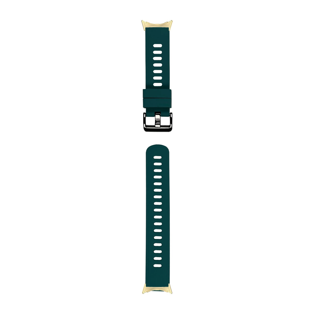 Flexi Silicone 3 Turquoise Green Gold with Black Hardware with Google Pixel Spring Bar Adapters - Wear Any 20mm Strap! for Pixel Watch 3-5 45mm