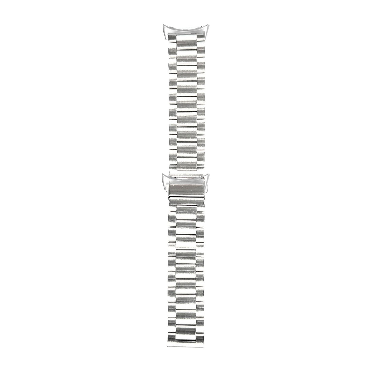 Steel Bracelet Silver with Deployant Clasp - Silver with Google Pixel Spring Bar Adapters - Wear Any 20mm Strap! for Pixel Watch 1-5 41mm