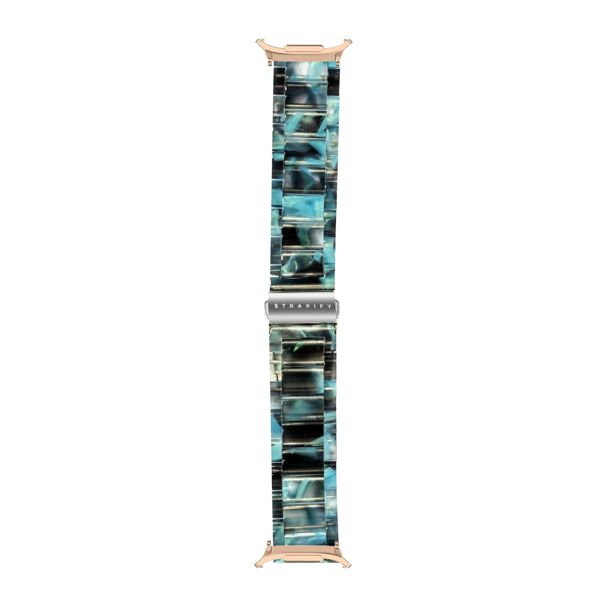 Crystalised Acetate - Blue Galaxy Rose Gold with Strap Adapter for Galaxy Watch 8-9/Ultra