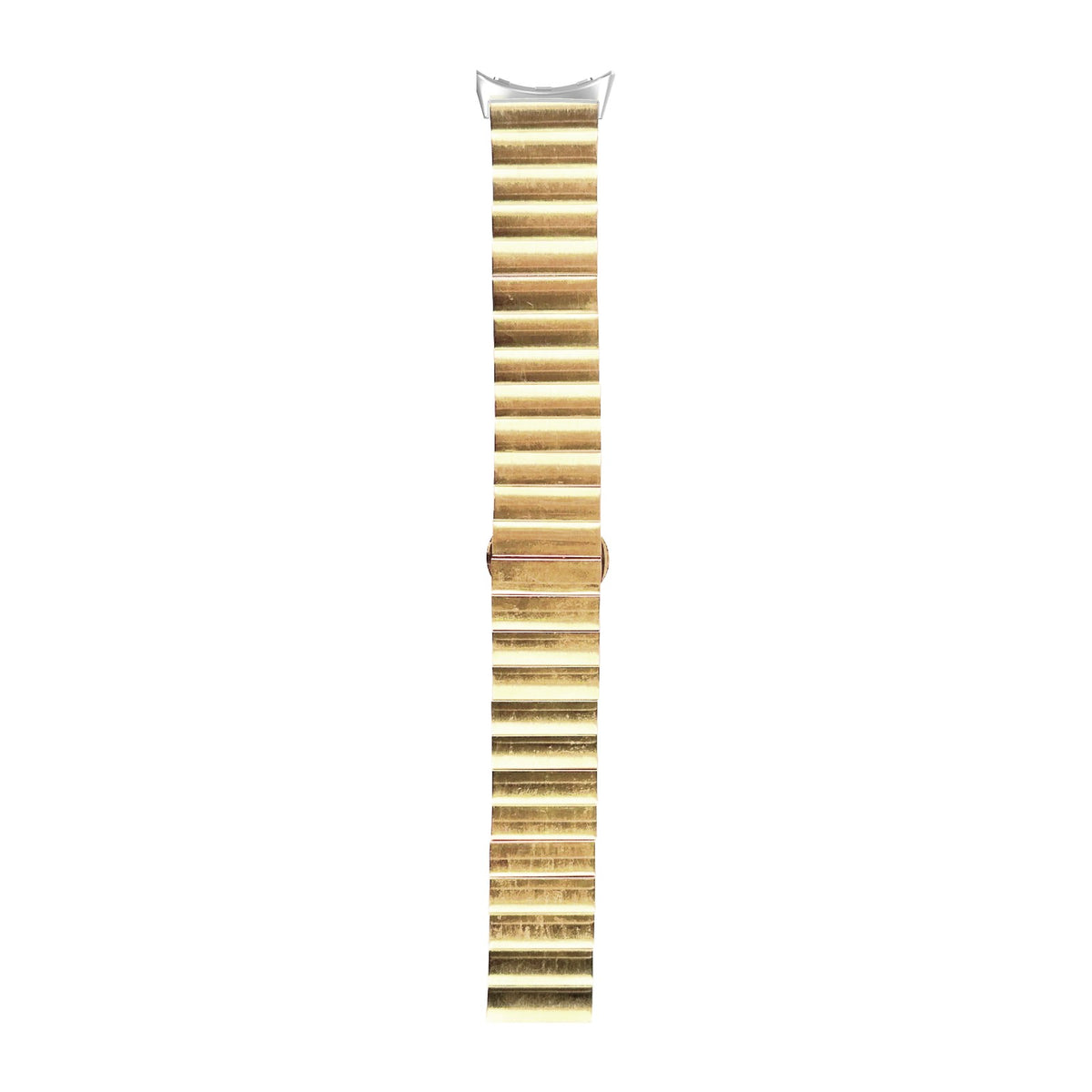Steel Bracelet (Gold) - Deployment Clasp 3 Silver with Google Pixel Spring Bar Adapters - Wear Any 20mm Strap! for Pixel Watch 3-5 45mm