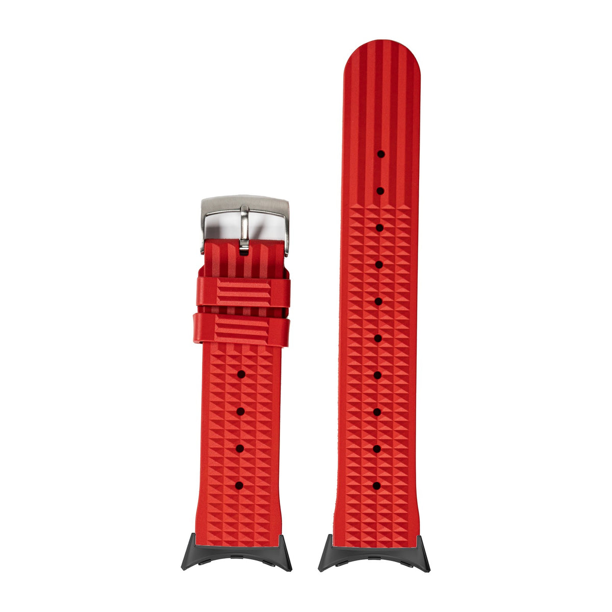 King Waffle FKM Rubber - Red with Google Pixel Spring Bar Adapters - Wear Any 20mm Strap! for Pixel Watch 1-5 41mm