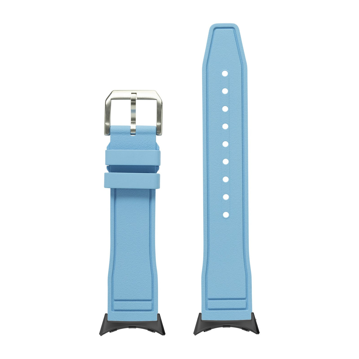 FKM Rubber - Pilot Sky Blue with Google Pixel Spring Bar Adapters - Wear Any 20mm Strap! for Pixel Watch 3-5 45mm