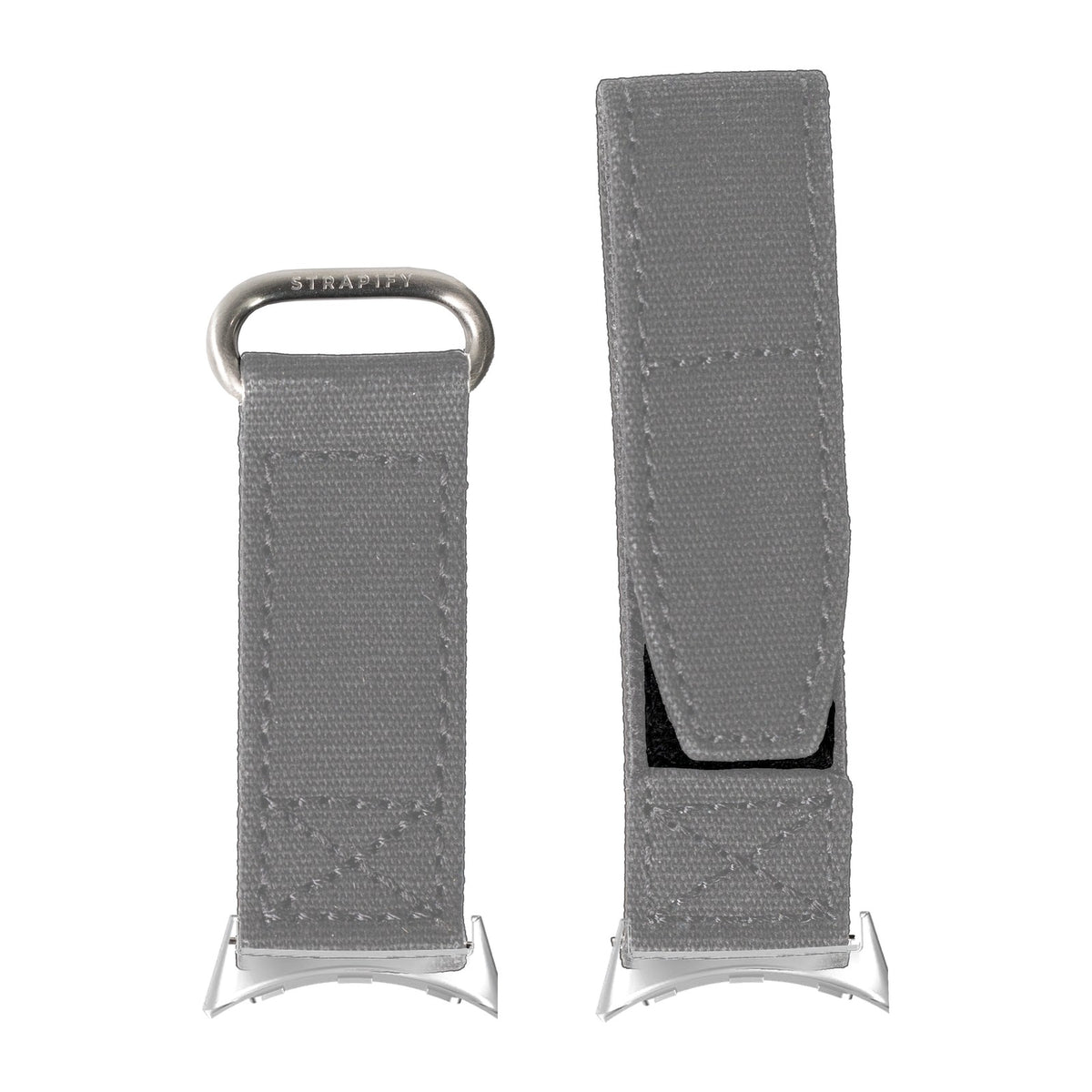 Military Velcro - Grey Silver with Google Pixel Spring Bar Adapters - Wear Any 20mm Strap! for Pixel Watch 3-5 45mm