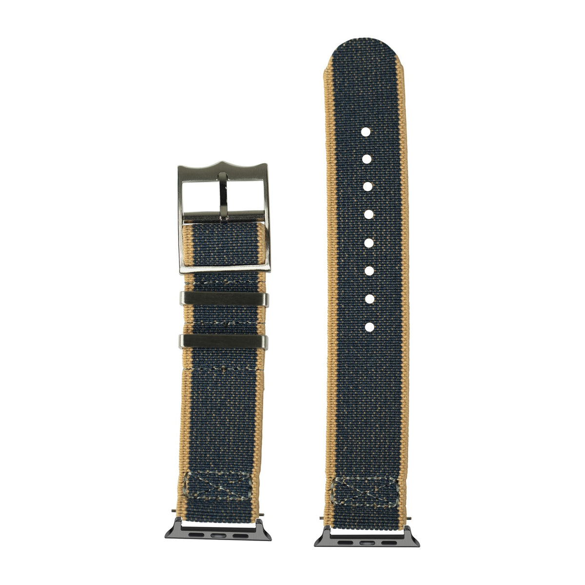 ElastoFlex - Denim Wheat Black with Connecters - Spring Bar Type for Apple Watch