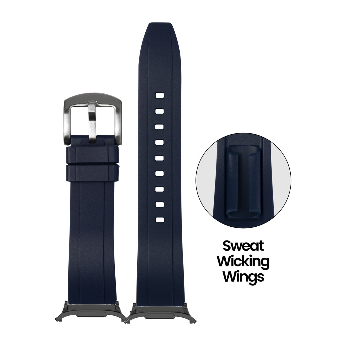 Kingston FKM Rubber - Midnight Blue for the Galaxy Watch 8, 9 and Ultra with adapter fitted