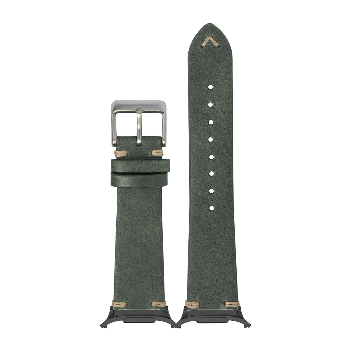 Vintage Knotted Leather - Forest Green for the Galaxy Watch 8, 9 and Ultra with adapter fitted