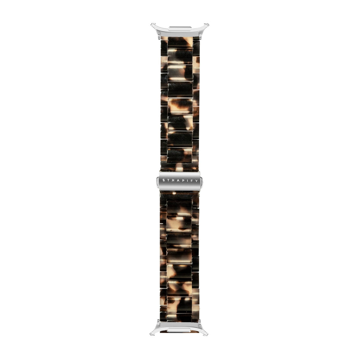 Crystalised Acetate - Tortoiseshell Dark Brown Silver with Strap Adapter for Galaxy Watch 8-9/Ultra