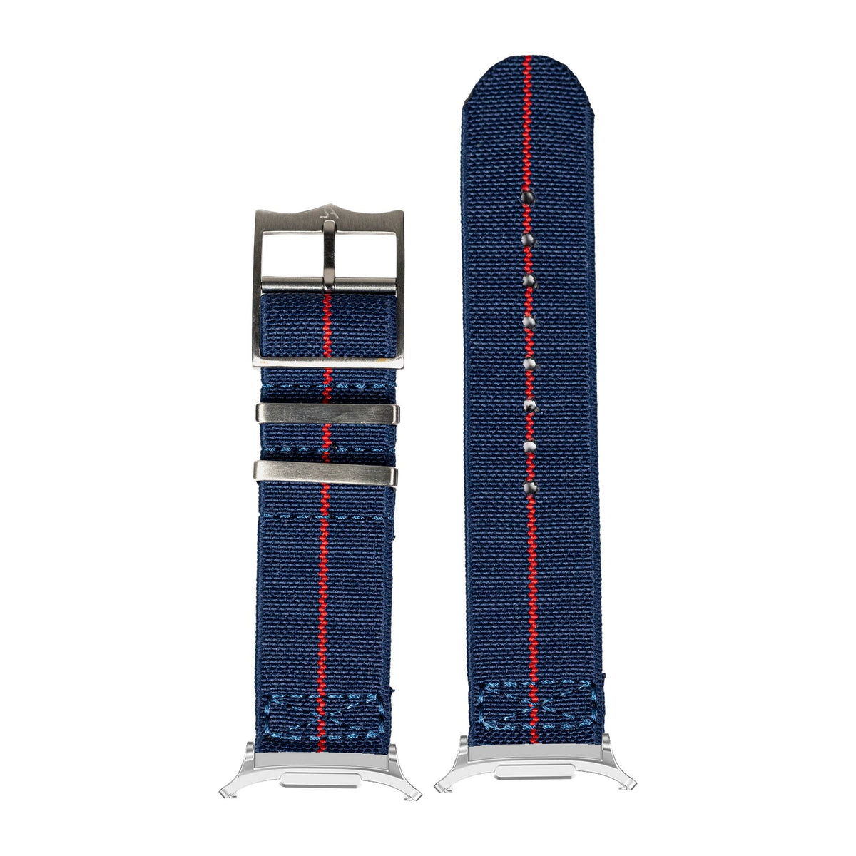 ElastoFlex - Navy Blue/Red Silver with Strap Adapter for Galaxy Watch 8-9/Ultra