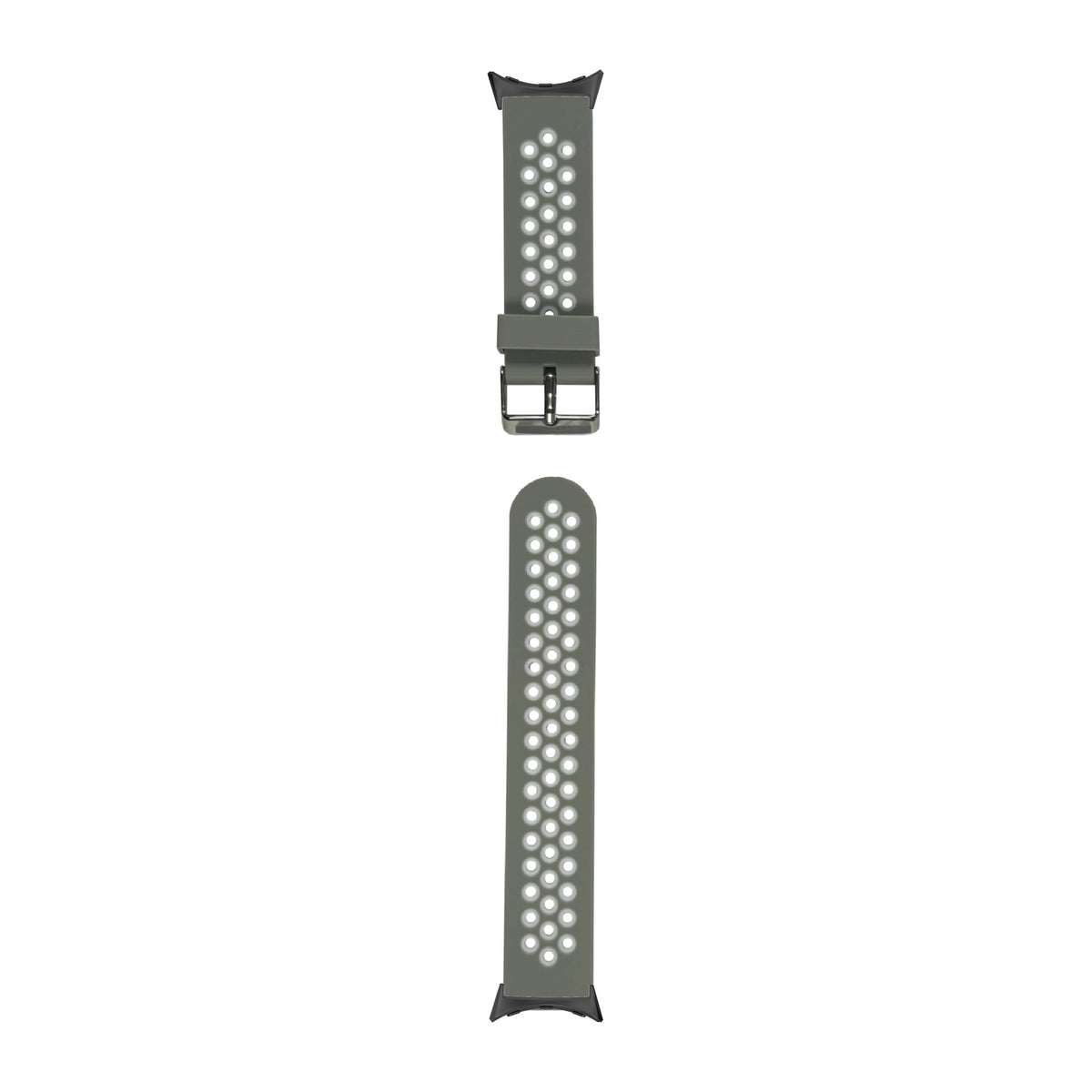 Flexi Sports Silicone Grey/White Black with Google Pixel Spring Bar Adapters - Wear Any 20mm Strap! for Pixel Watch 3-5 45mm