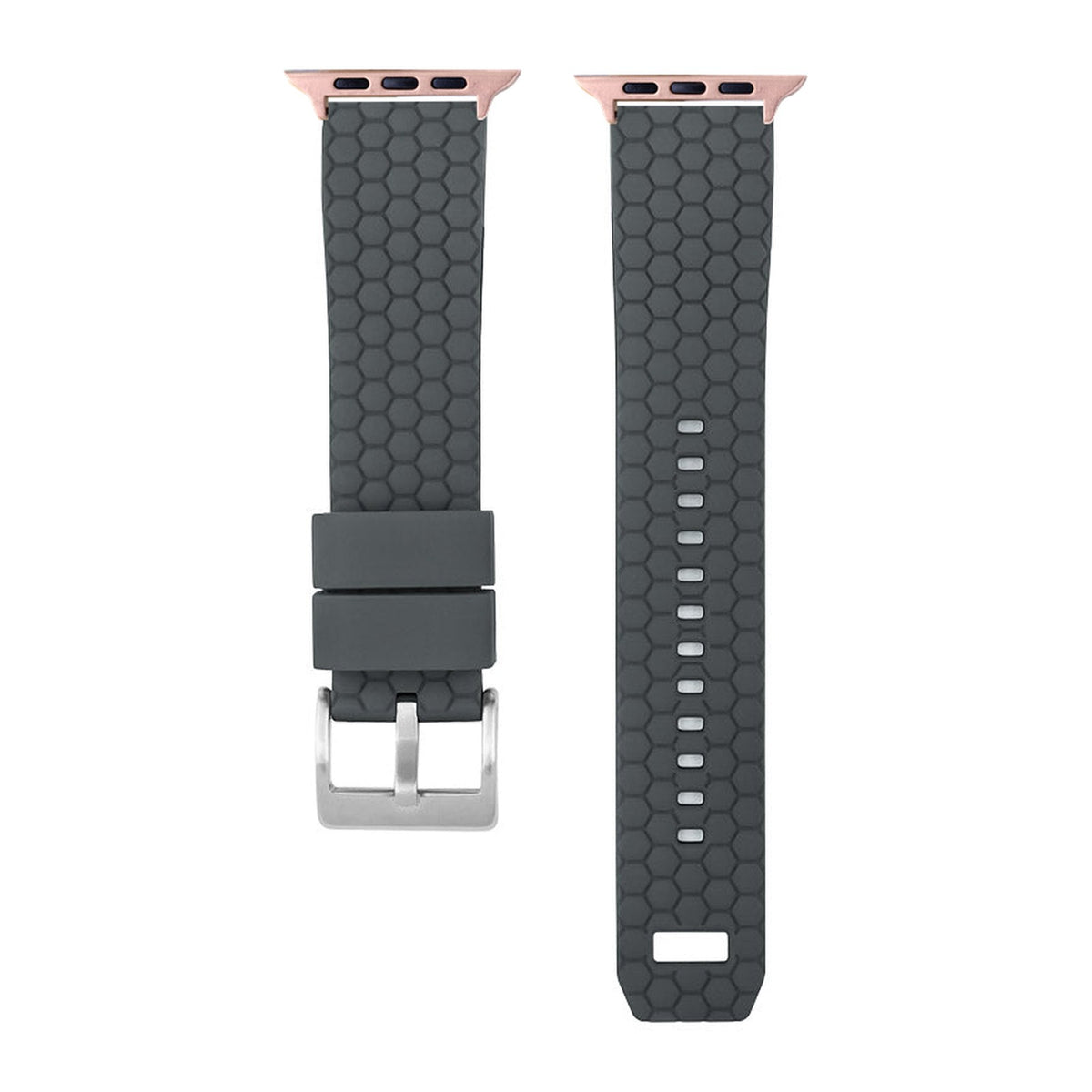Hexagon Silicone Black Rose Gold with Connecters - Spring Bar Type for Apple Watch