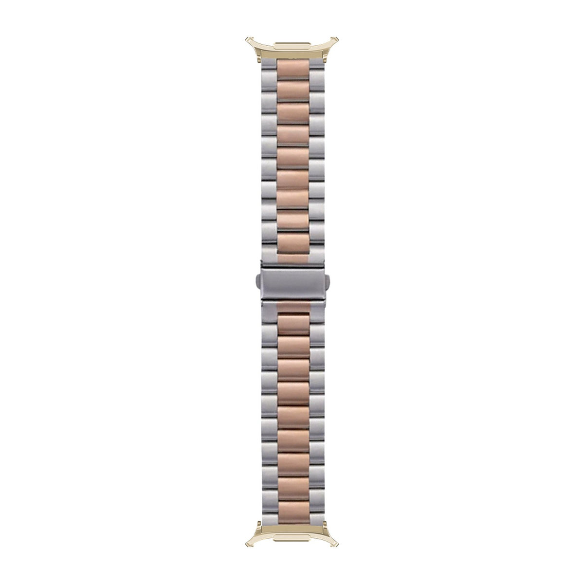 Steel Bracelet Gold with Deployant Clasp - Silver/Rose Gold with Strap Adapter for Galaxy Watch 8-9/Ultra