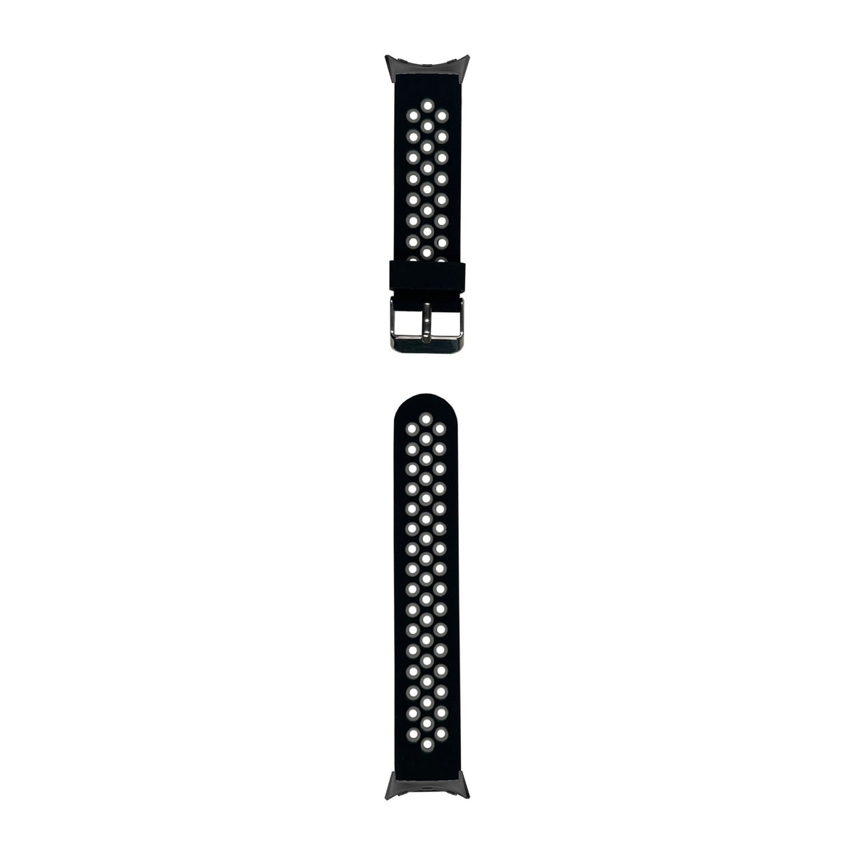 Flexi Sports Silicone Black/Grey Black with Google Pixel Spring Bar Adapters - Wear Any 20mm Strap! for Pixel Watch 3-5 45mm