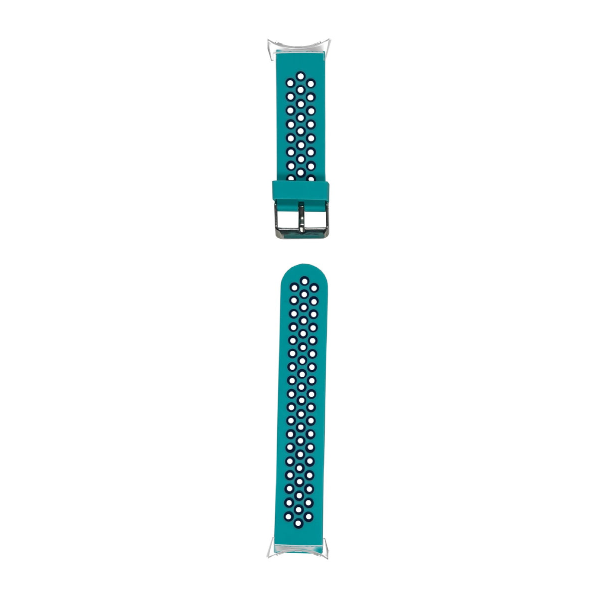 Flexi Sports Silicone Teal/Navy Blue Silver with Google Pixel Spring Bar Adapters - Wear Any 20mm Strap! for Pixel Watch 3-5 45mm