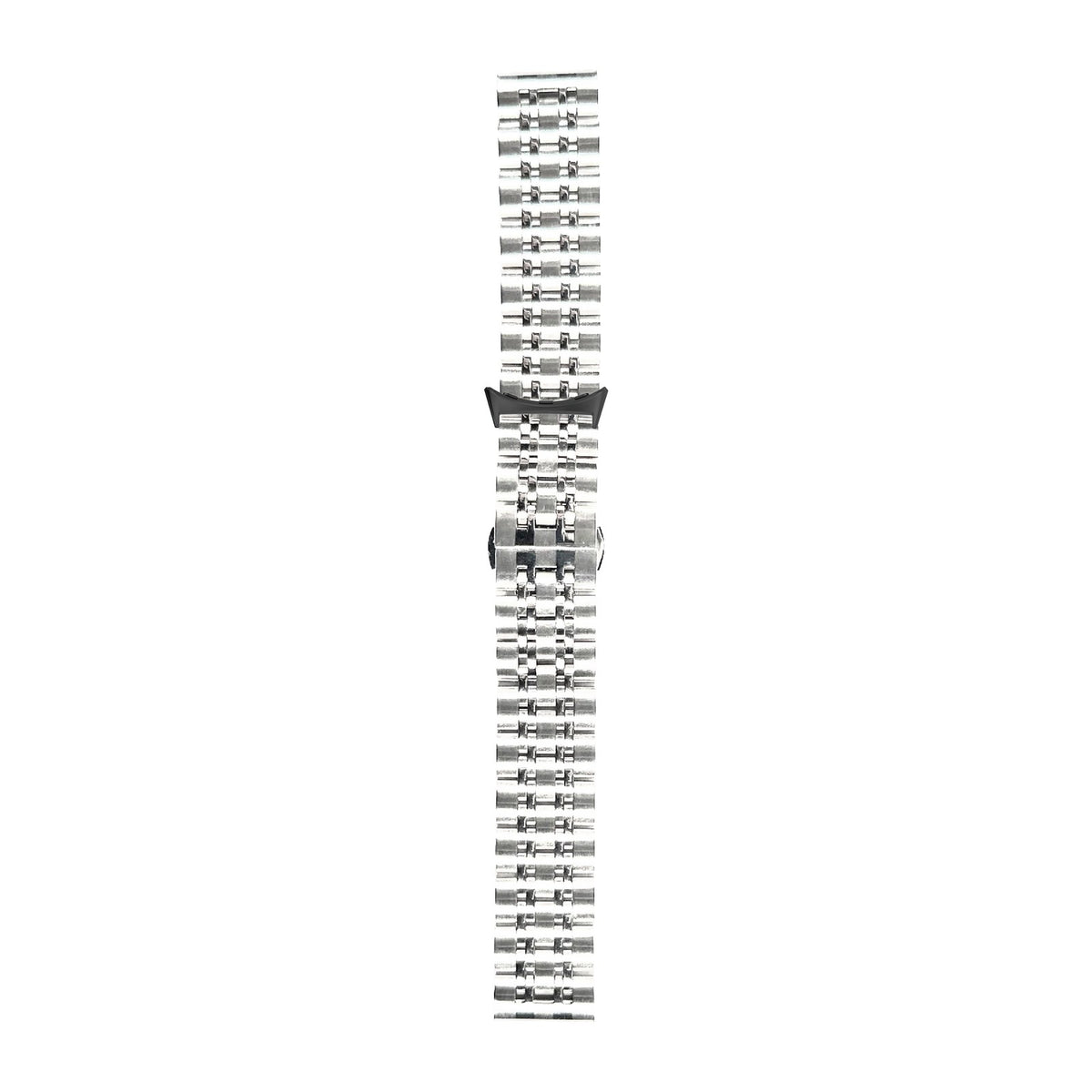 Steel Bracelet (Silver) - Deployment Clasp 2 Black with Google Pixel Spring Bar Adapters - Wear Any 20mm Strap! for Pixel Watch 1-5 41mm