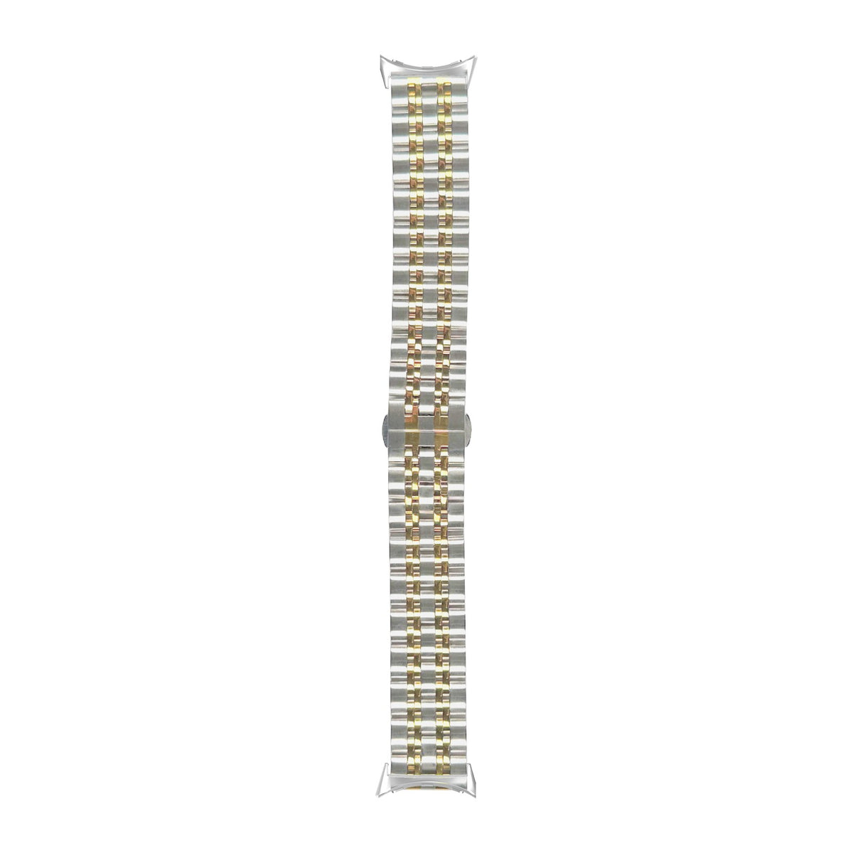 Steel Bracelet (Silver/Rose Gold) - Deployment Clasp 2 Silver with Google Pixel Spring Bar Adapters - Wear Any 20mm Strap! for Pixel Watch 3-5 45mm