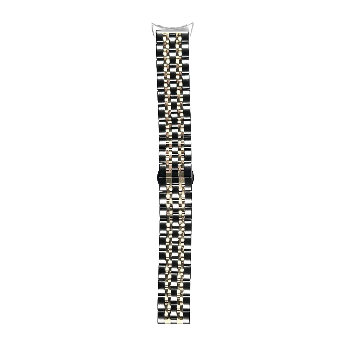 Steel Bracelet Deployant Clasp 2 - Black / Gold Silver with Google Pixel Spring Bar Adapters - Wear Any 20mm Strap! for Pixel Watch 3-5 45mm