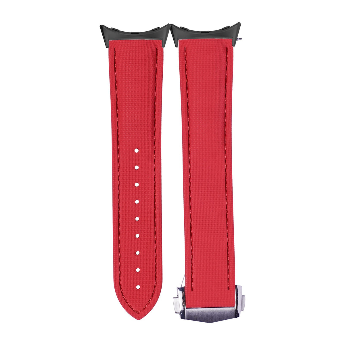 Textured FKM Rubber Red with Google Pixel Spring Bar Adapters - Wear Any 20mm Strap! for Pixel Watch 1-5 41mm