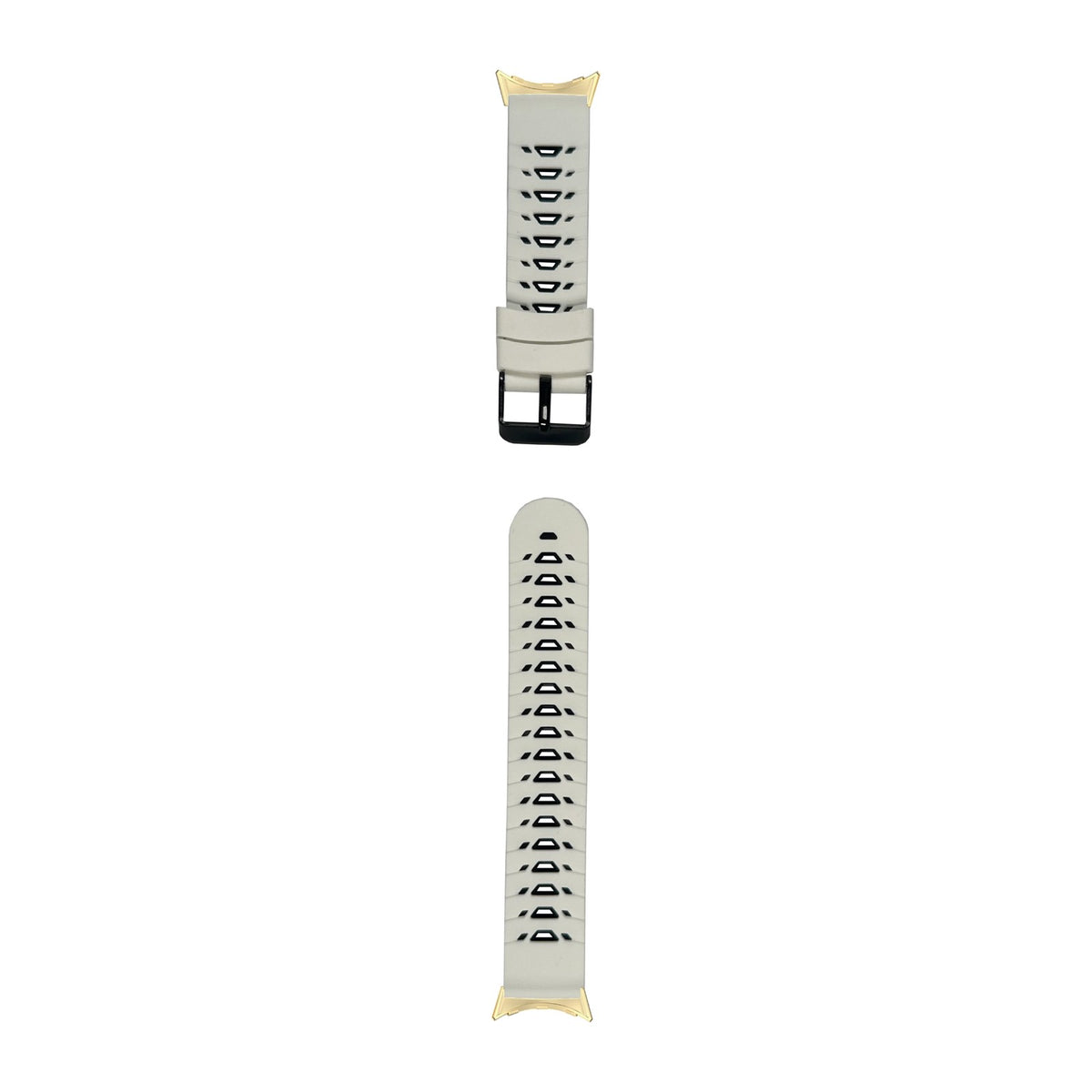 Flexi Silicone - Armour White/Black Gold with Google Pixel Spring Bar Adapters - Wear Any 20mm Strap! for Pixel Watch 3-5 45mm