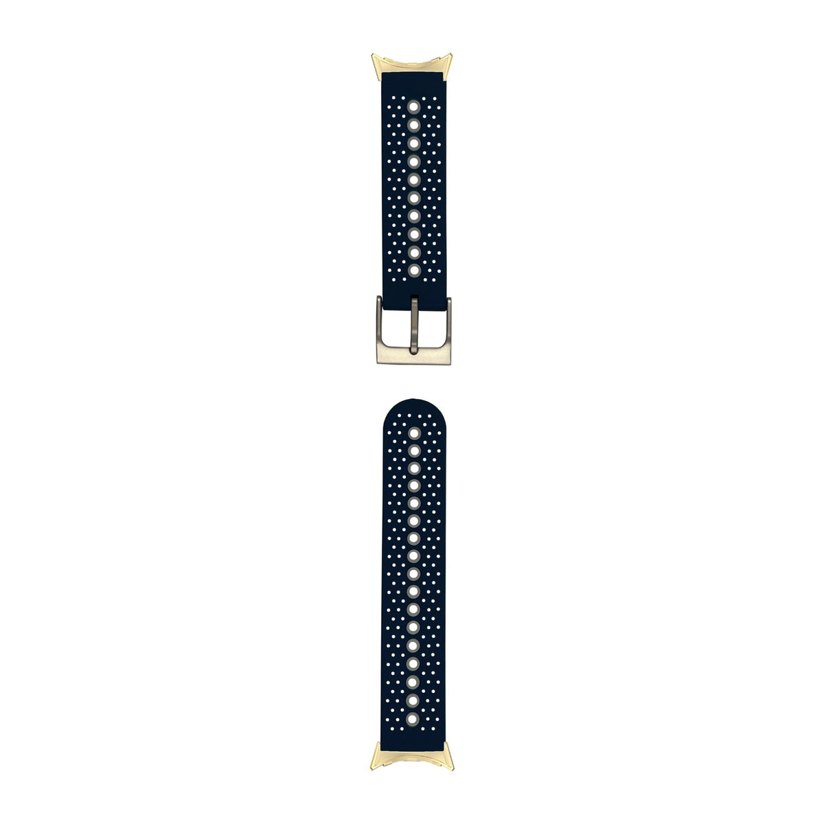 Flexi Sports Silicone 2 Navy Gold with Google Pixel Spring Bar Adapters - Wear Any 20mm Strap! for Pixel Watch 3-5 45mm
