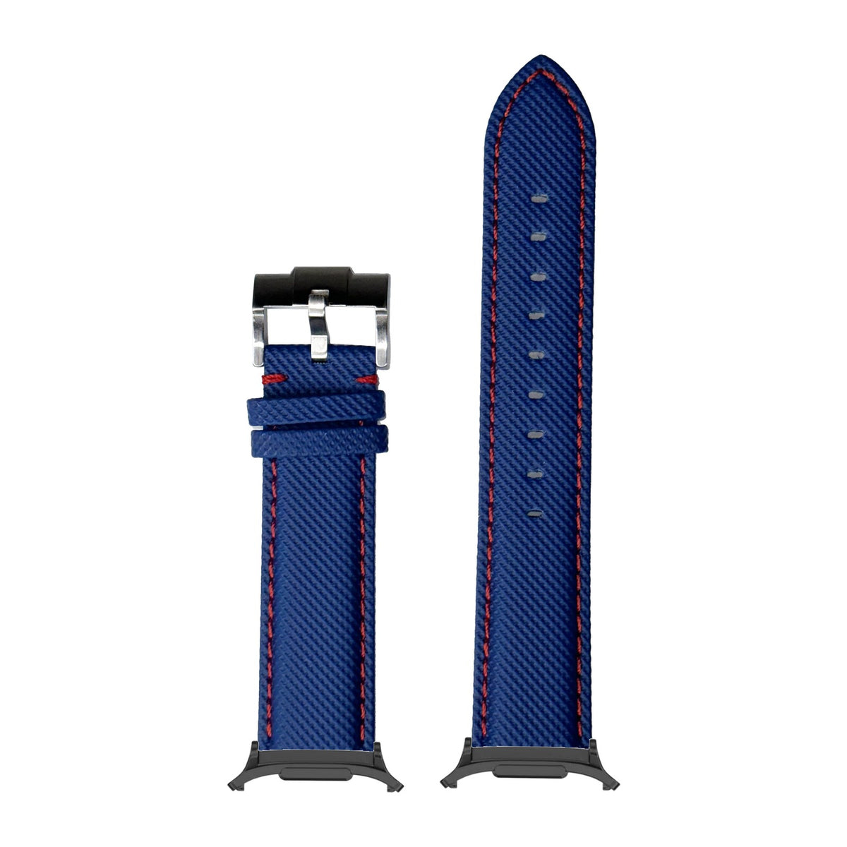 Sailcloth - Electric Blue | Red Stitching for the Galaxy Watch 8, 9 and Ultra with adapter fitted