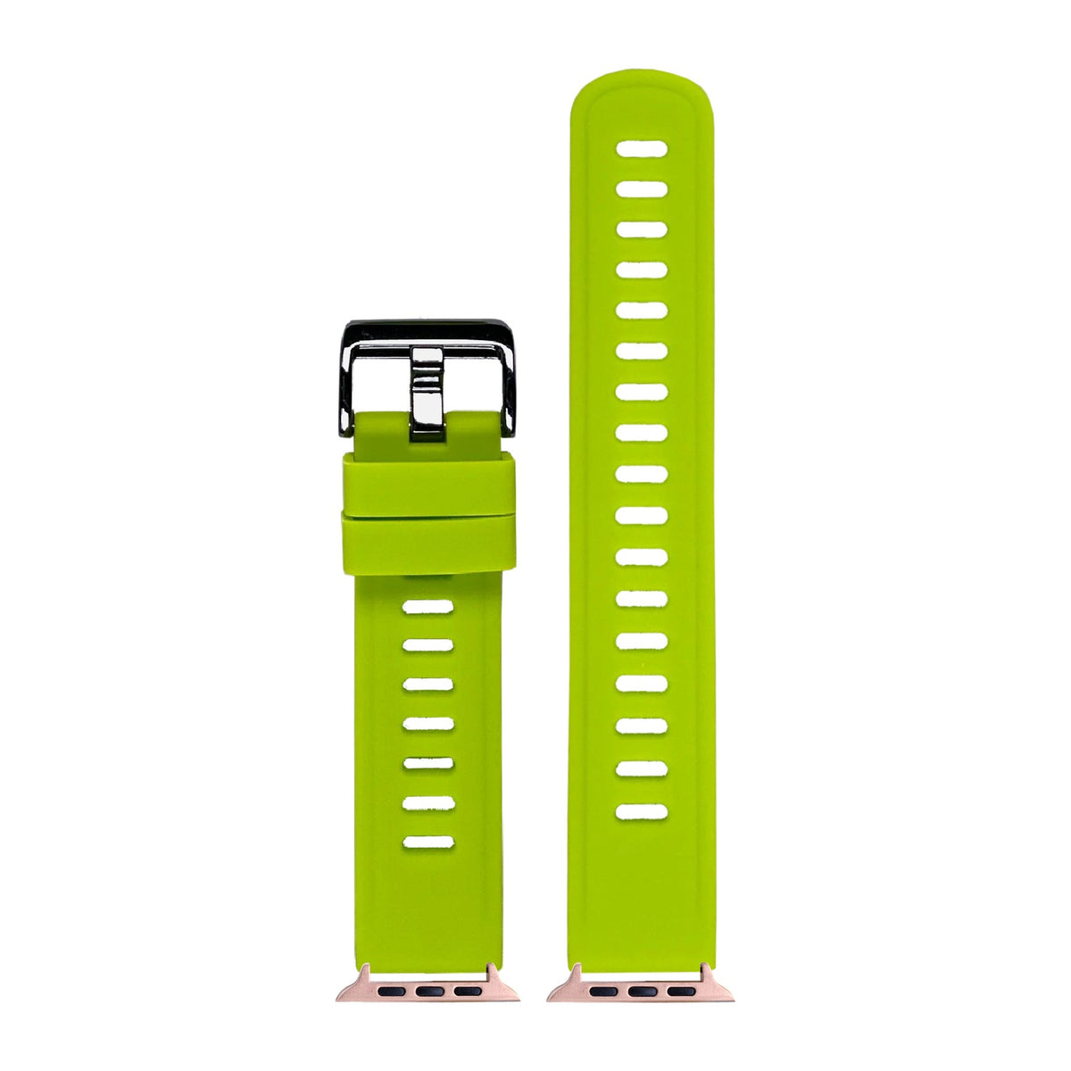 Flexi Silicone 3 Lime Green Rose Gold with Black Hardware with Connecters - Spring Bar Type for Apple Watch