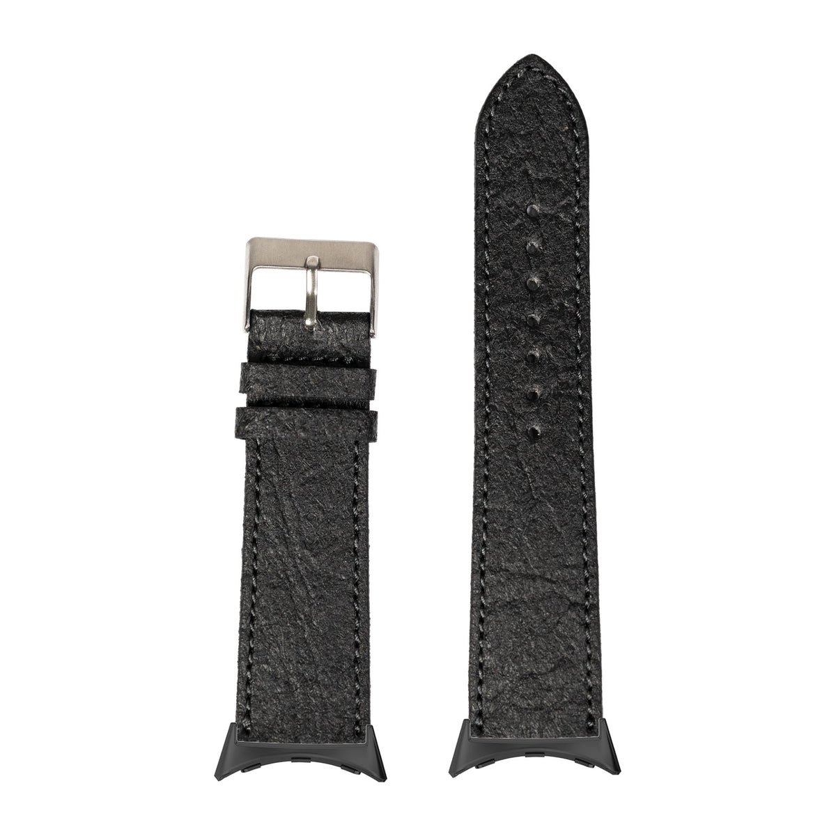 Pineapple Vegan Leather - Black Black with Google Pixel Spring Bar Adapters - Wear Any 20mm Strap! for Pixel Watch 1-5 41mm