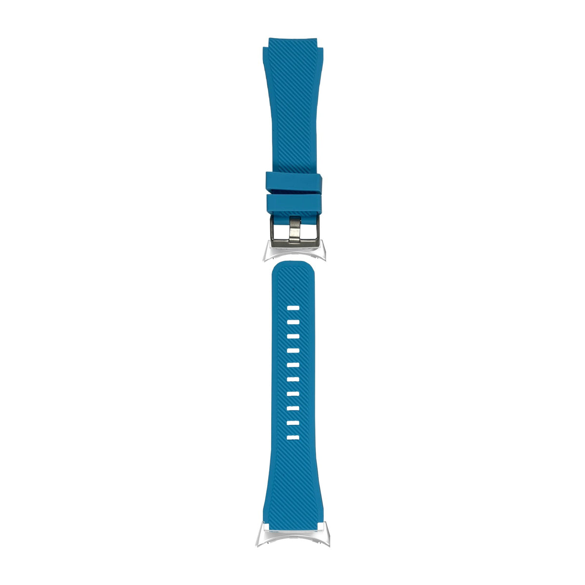Flexi Silicone Sky Blue Silver with Google Pixel Spring Bar Adapters - Wear Any 20mm Strap! for Pixel Watch 1-5 41mm