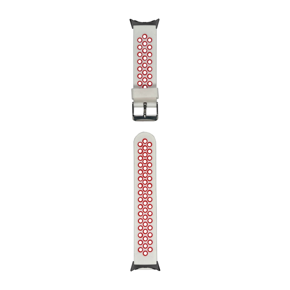Flexi Sports Silicone White/Red Black with Google Pixel Spring Bar Adapters - Wear Any 20mm Strap! for Pixel Watch 1-5 41mm