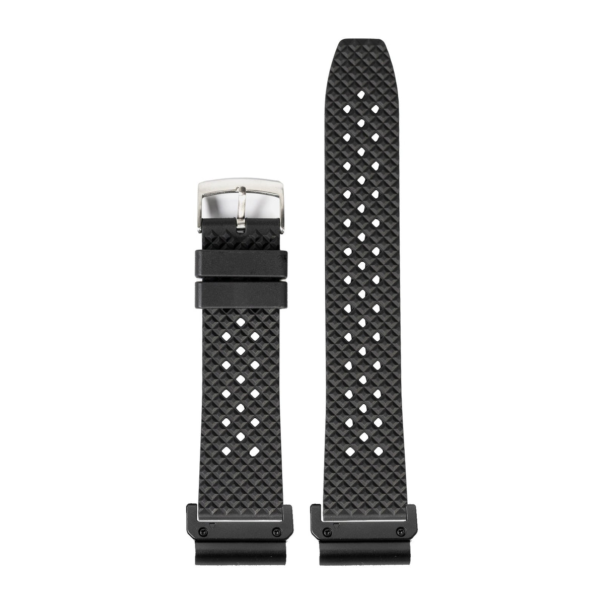 King Honeycomb FKM Rubber - Black Black with Slim Military Spring Bar Adapters - Wear Any Non-Garmin Strap! for QuickFit